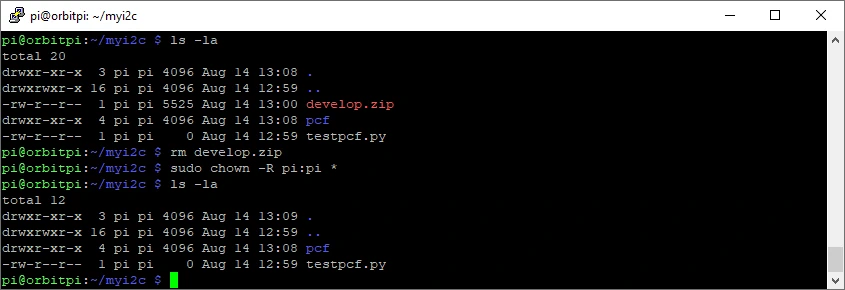 Final file structure inside myi2c folder